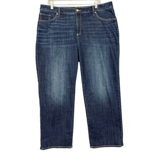 Chicos Jeans 3 Womens 16 Blue So Slimming Girlfriend Straight Leg Ankle Dark